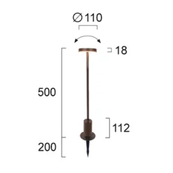 LED-pollarilamppu Tango ruosteenruskea, korkeus 50 cm metalli, maakiila