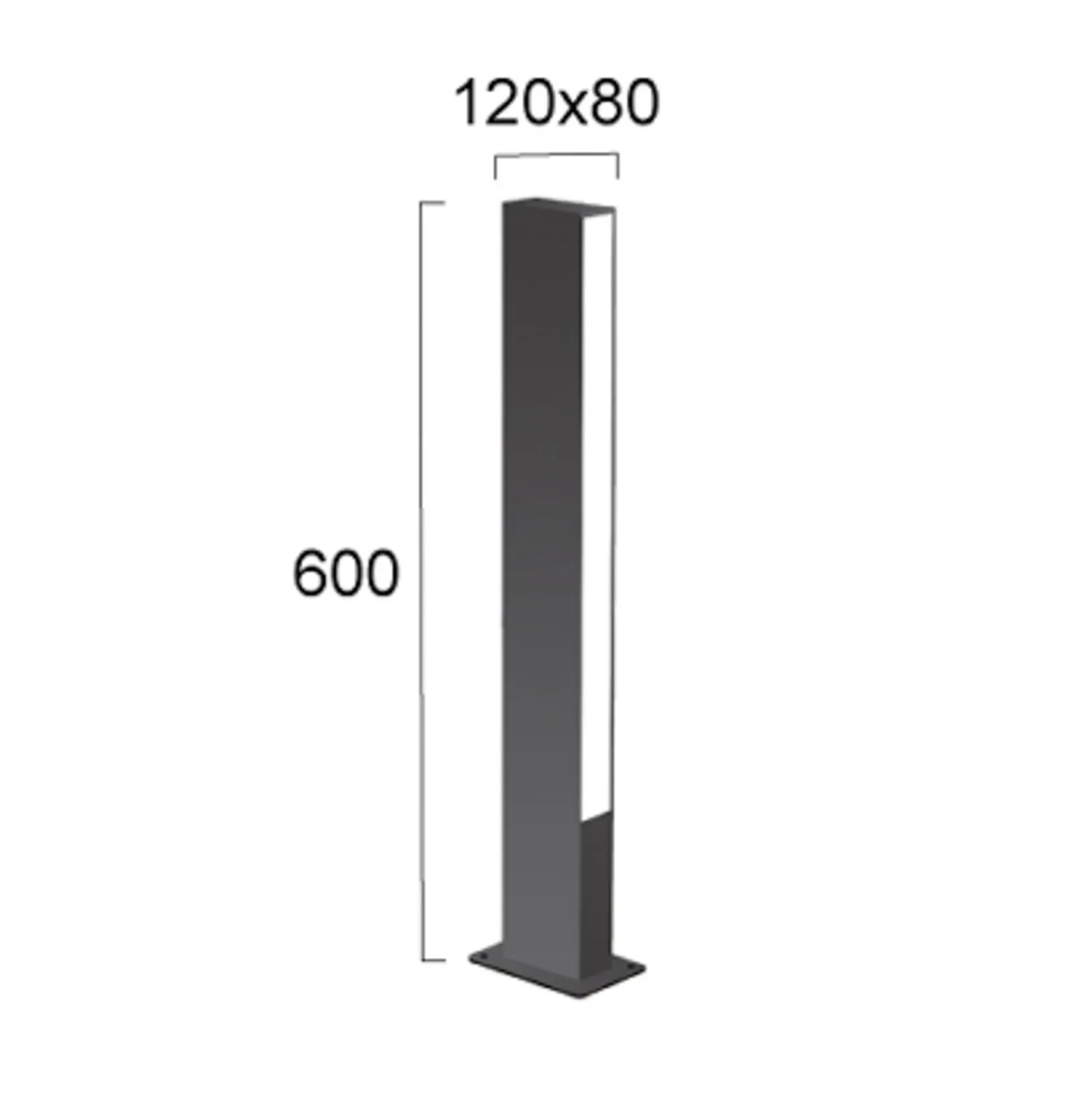 LED-pollarivalaisin Lir, korkeus 60 cm, tummanharmaa metalli