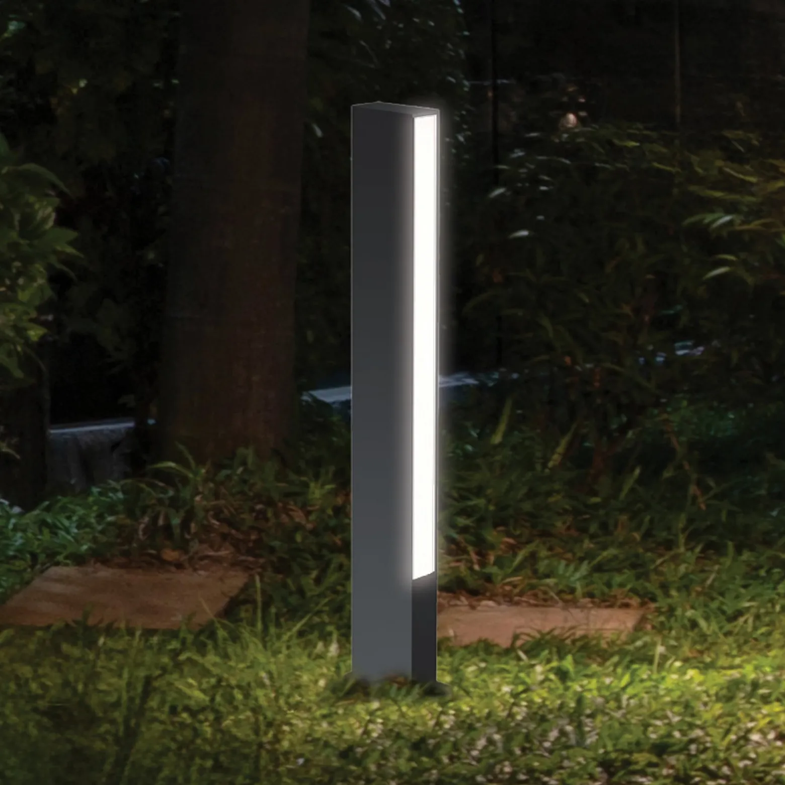 LED-pollarivalaisin Lir, korkeus 60 cm, tummanharmaa metalli