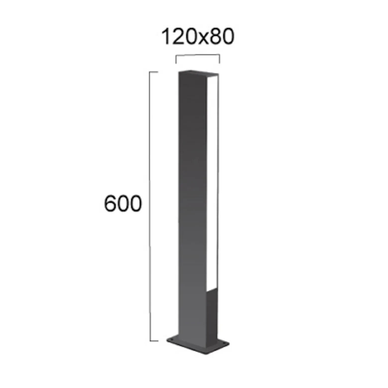 LED-pollarivalaisin Lir, korkeus 60 cm, tummanharmaa metalli, 2-lamppuinen.