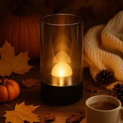 LED-pöytälamppu Fenya, musta/savuharmaa Korkeus 14 cm IP54