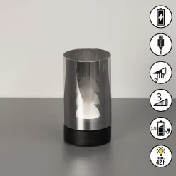 LED-pöytälamppu Fenya, musta/savuharmaa Korkeus 14 cm IP54