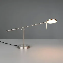 LED-pöytälamppu Monza, nikkelivärinen, korkeus 52 cm, metalli