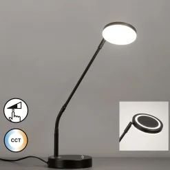LED-pöytälamppu Sorento, hiekkamusta, korkeus 48 cm, CCT himmennettävä