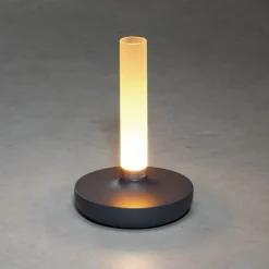 LED-pöytävalaisin Biarritz, IP54, akku, CCT harmaa