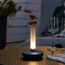 LED-pöytävalaisin Biarritz, IP54, akku, CCT harmaa