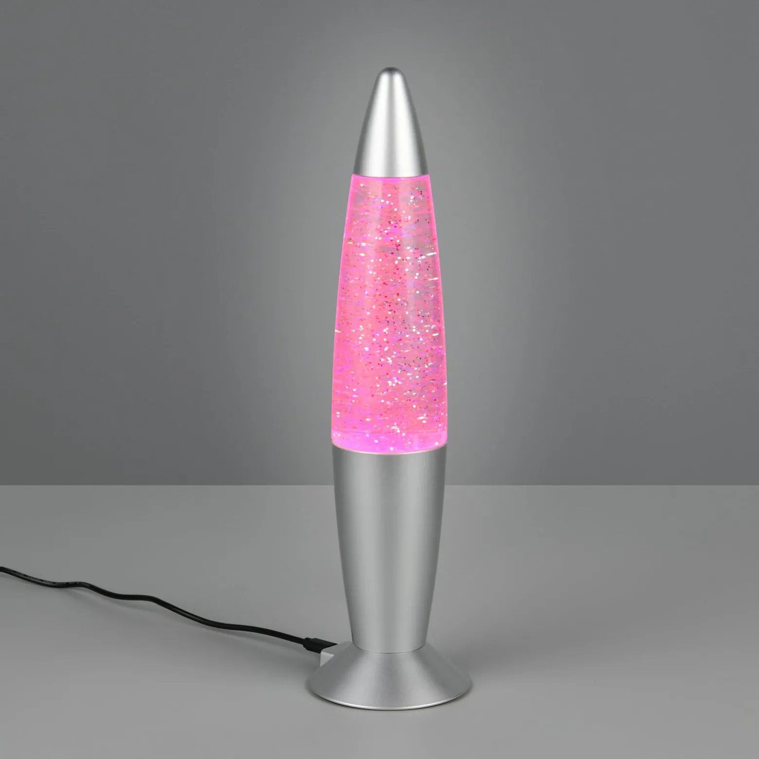 LED-pöytävalaisin FAME, titaaninvärinen, korkeus 35 cm, RGB, USB