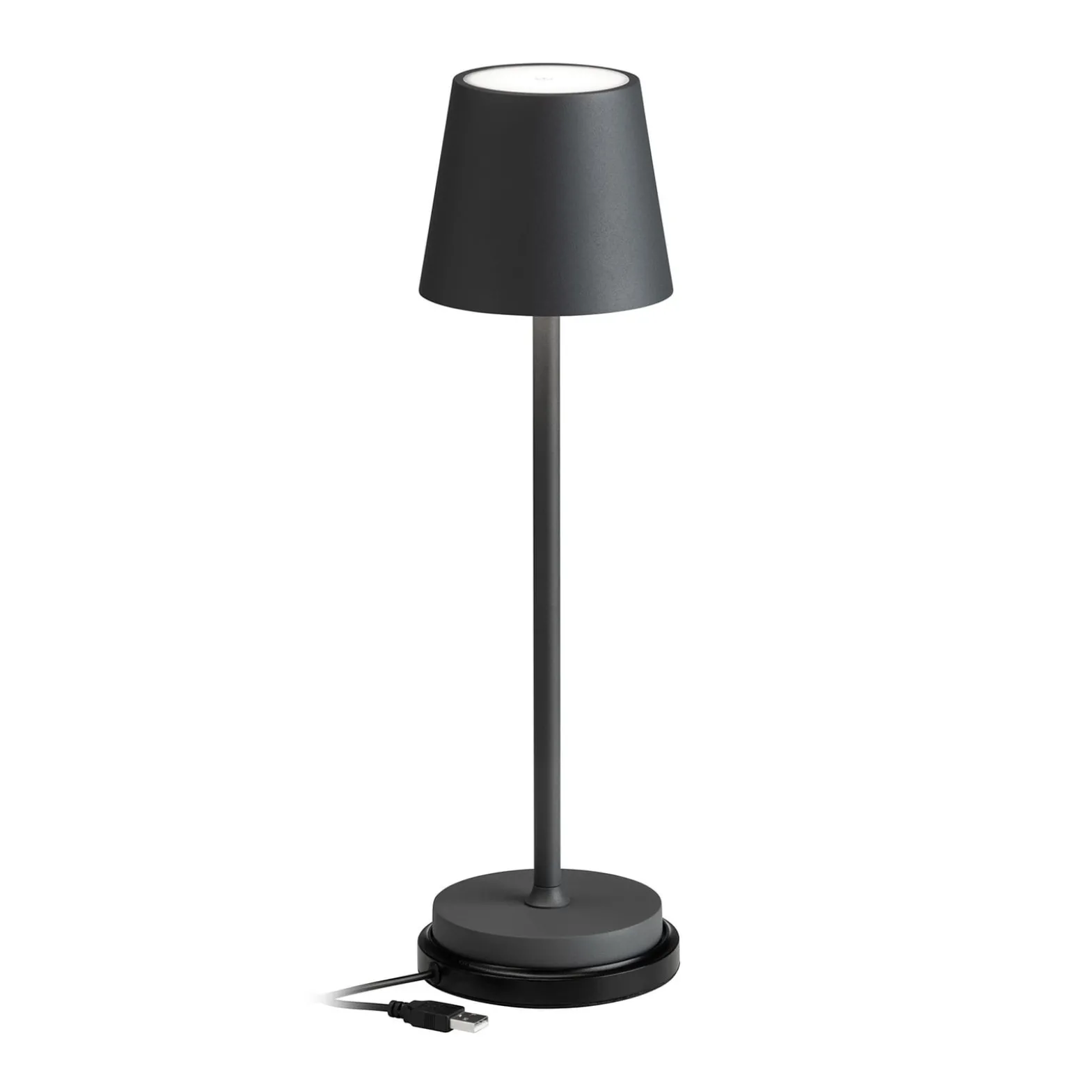 LED-pöytävalaisin 5099, ladattava akku IP54 himmennettävä grafiittinen