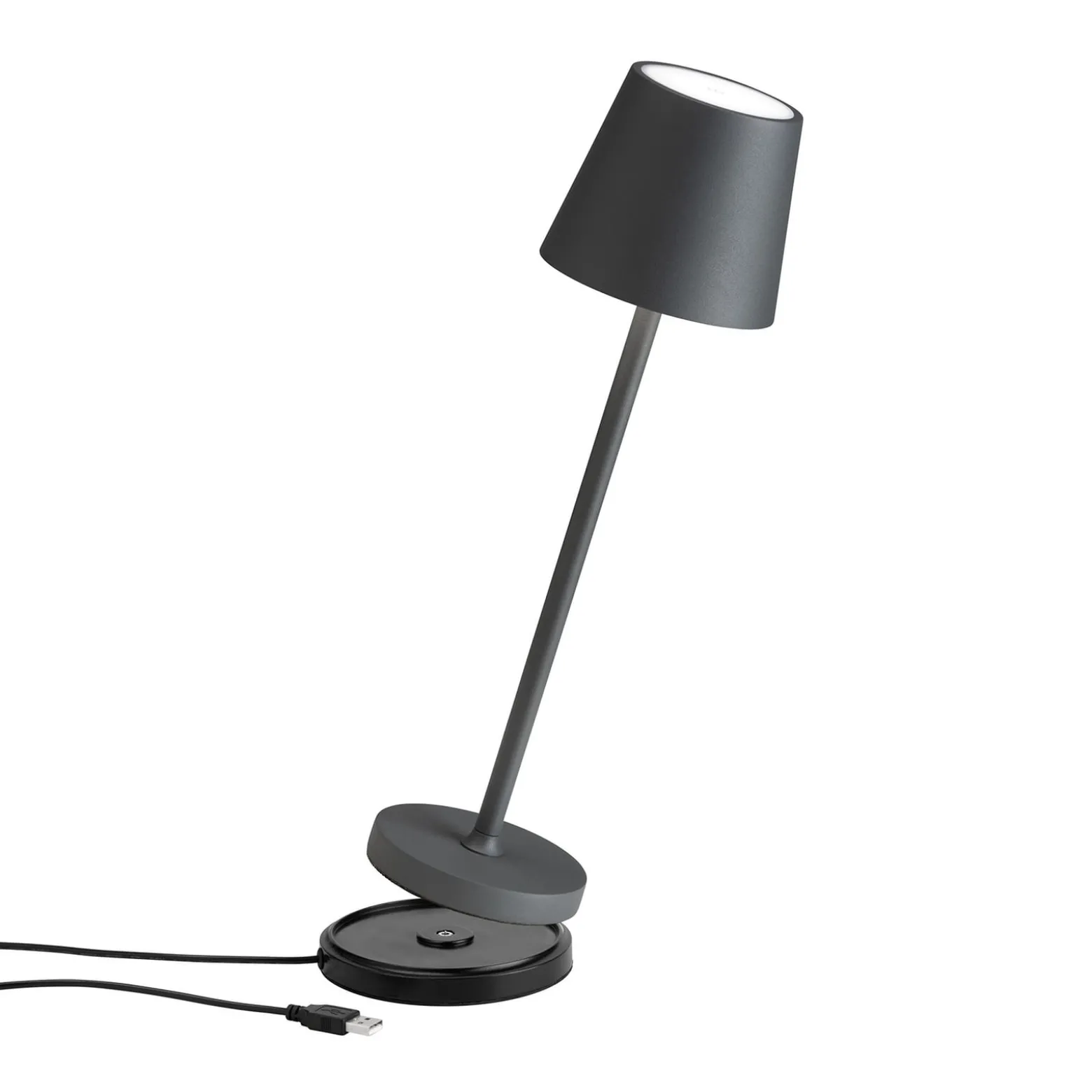 LED-pöytävalaisin 5099, ladattava akku IP54 himmennettävä grafiittinen