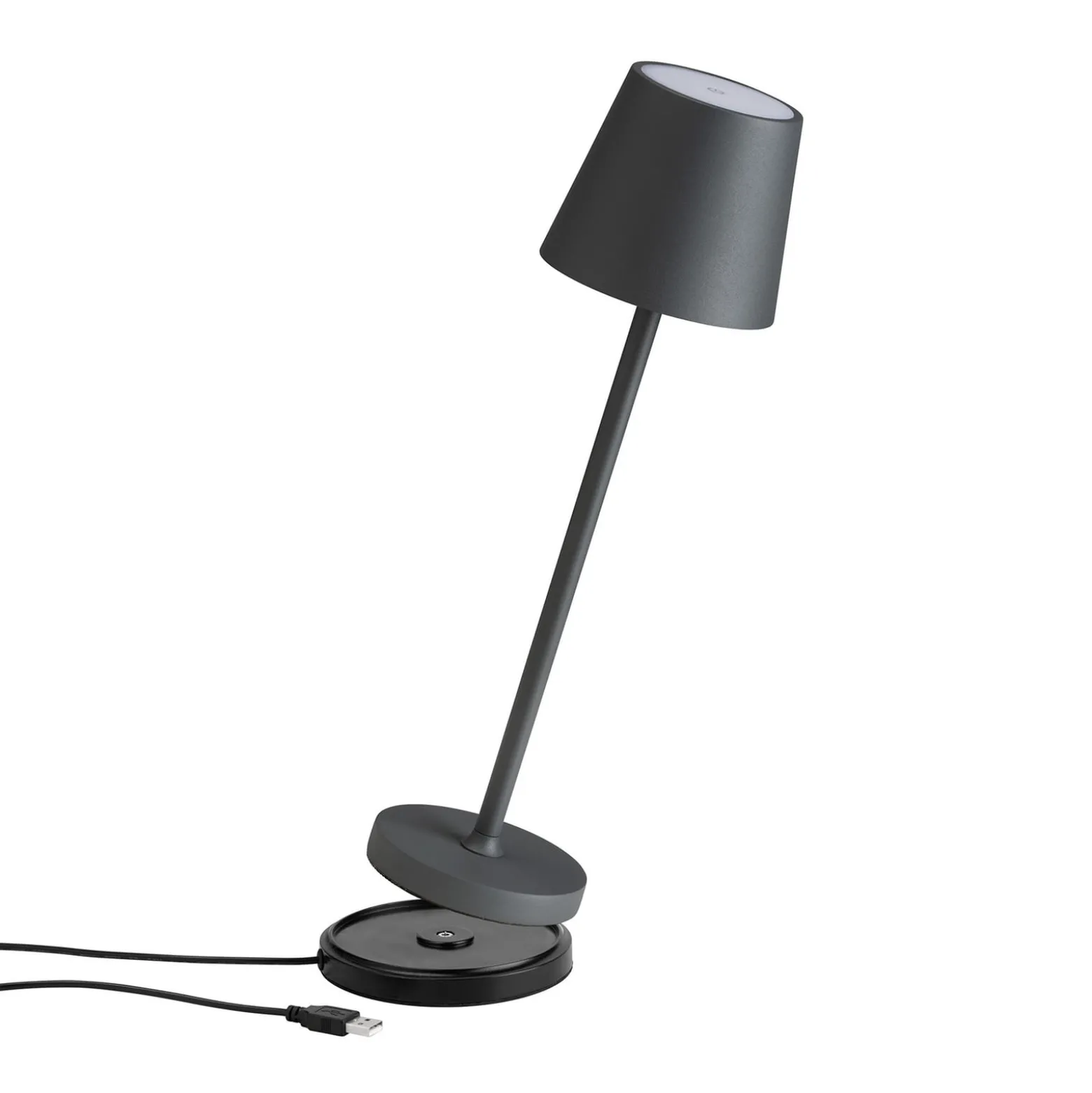 LED-pöytävalaisin 5099, ladattava akku IP54 himmennettävä grafiittinen