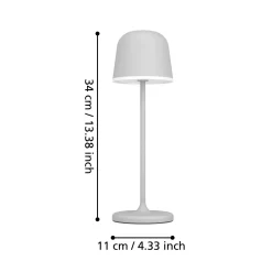 LED-pöytävalaisin Mannera, akku, harmaa