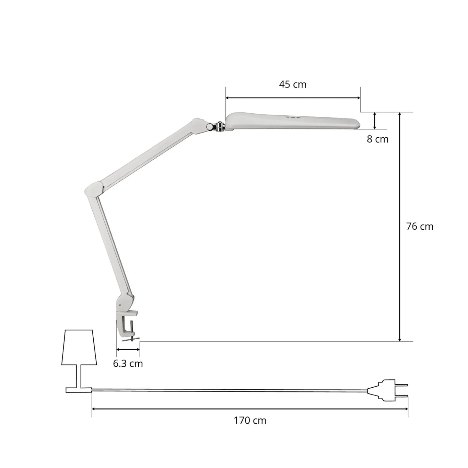 LED-pöytävalaisin MAULcraft, valkoinen, 52 cm, kiinnitettävä jalusta,