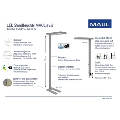 LED-pöytävalaisin MAULjaval, musta, 120 cm, himmennettävä, kiinnitettävä jalusta