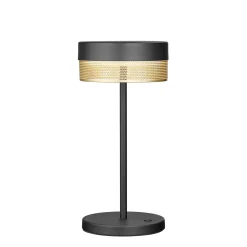 LED pöytävalaisin Mesh ladattava akku, korkeus 30cm musta/kultainen
