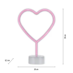LED-pöytävalaisin Neon Herz, paristokäyttöinen