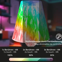 LED-pöytävalaisin 7464010 RGB kaukosäätimellä varustettuna