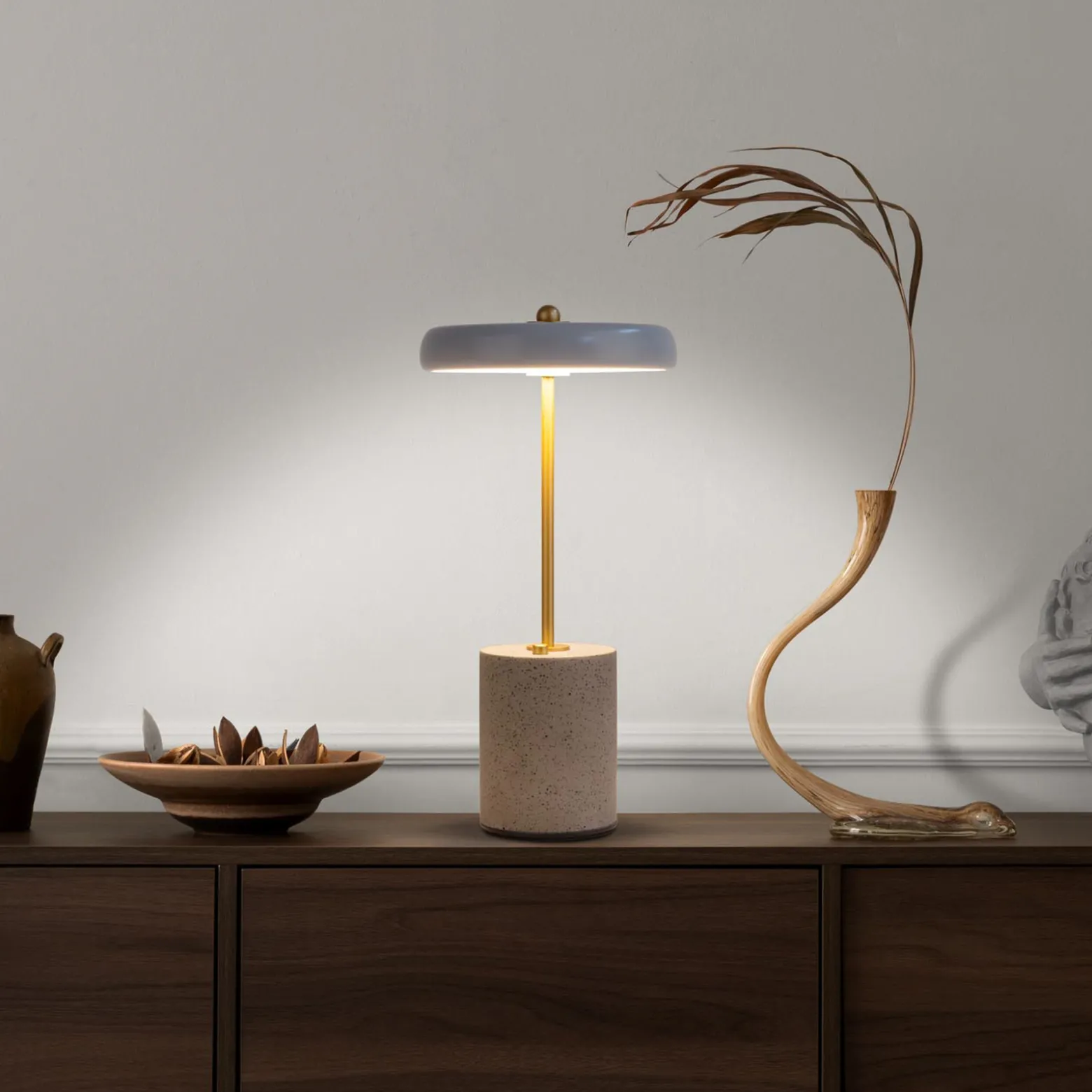 LED-pöytävalo Seta akku, sementti, harmaa