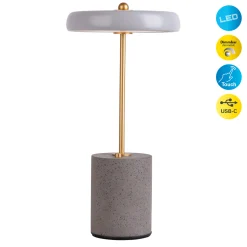 LED-pöytävalo Seta akku, sementti, harmaa