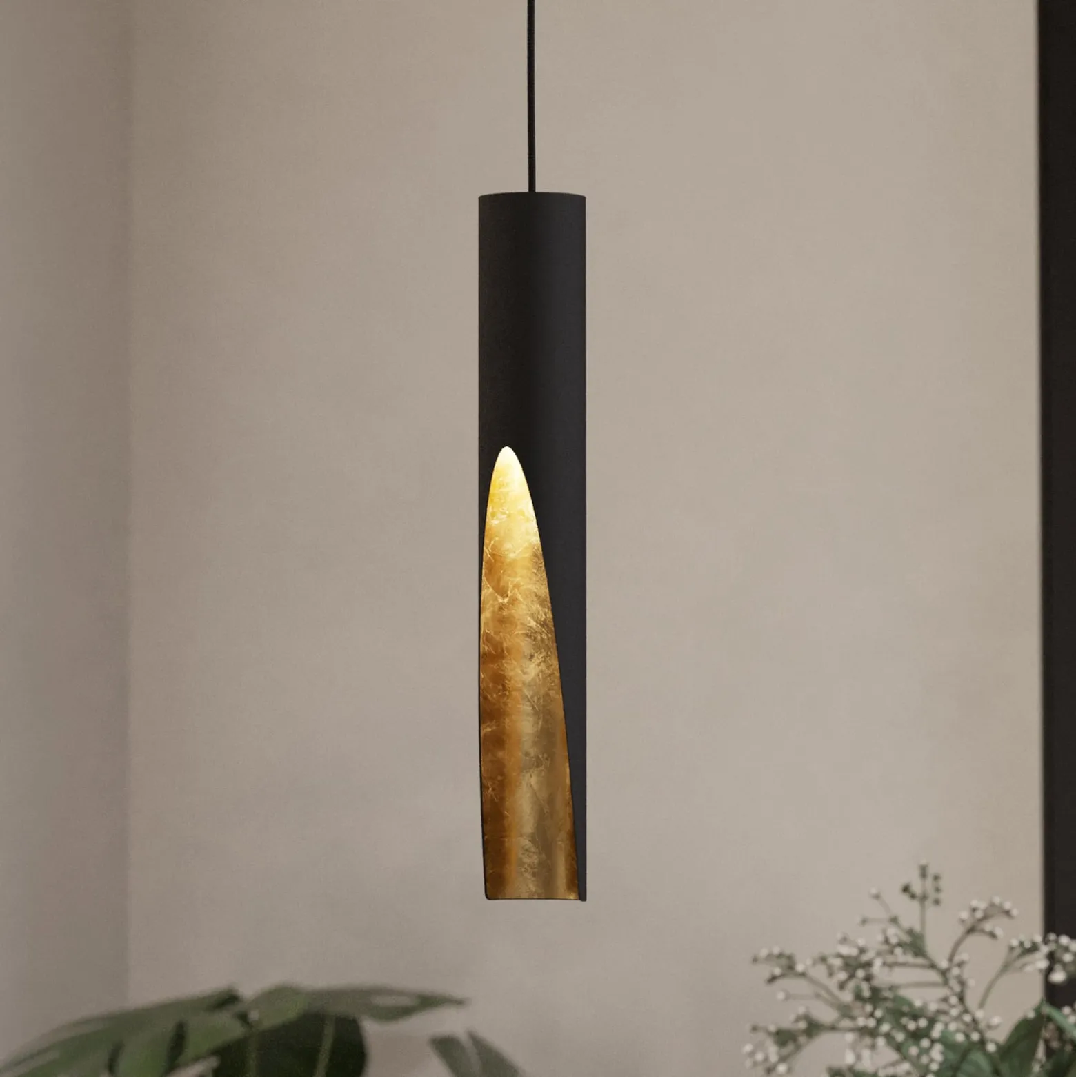 LED-riippuvalaisin Barbotto musta/kulta, 1 lamppu