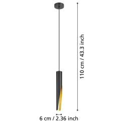 LED-riippuvalaisin Barbotto musta/kulta, 1 lamppu