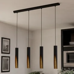 LED-riippuvalaisin Barbotto musta/kulta, 4 lamppua