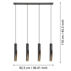 LED-riippuvalaisin Barbotto musta/tammi, 4 lamppua