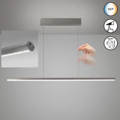 LED-riippuvalaisin Borena, alumiinivärinen, pituus 113 cm Metalli