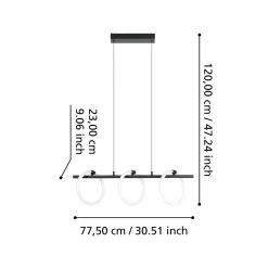 LED-riippuvalaisin Caranacoa, 3-lamppuinen