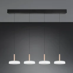 LED-riippuvalaisin Celeste valkoinen/ruskea 115 cm 4-valo lasi himmennettävä