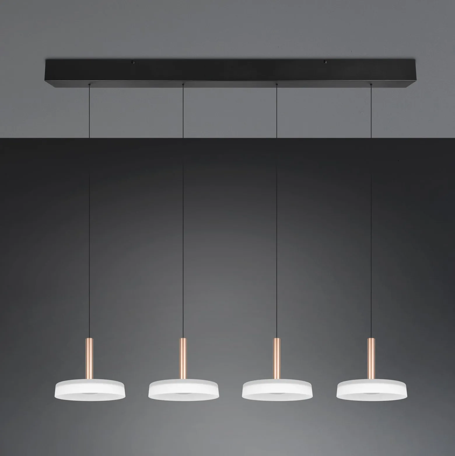 LED-riippuvalaisin Celeste valkoinen/ruskea 115 cm 4-valo lasi himmennettävä