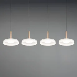 LED-riippuvalaisin Celeste valkoinen/ruskea 115 cm 4-valo lasi himmennettävä