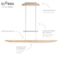 LED-riippuvalaisin Colombia XL, tammi natur
