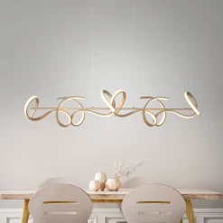 LED-riippuvalaisin Curls, messinkiä, metallia, 99 cm pitkä, himmennettävä