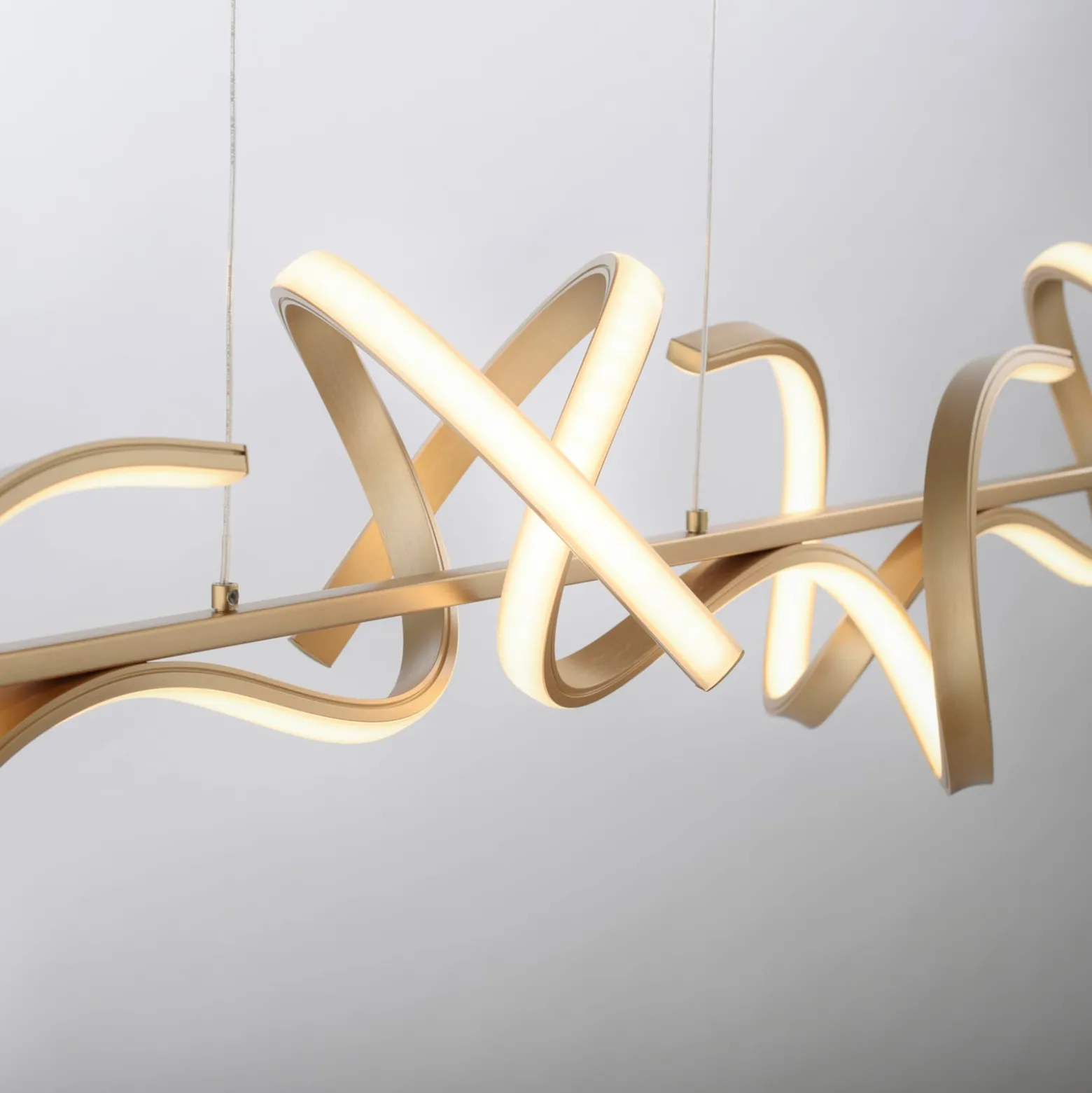 LED-riippuvalaisin Curls, messinkiä, metallia, 99 cm pitkä, himmennettävä
