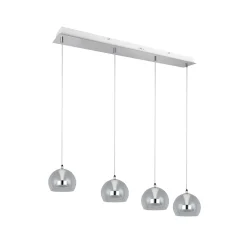 LED-riippuvalaisin Flynt, pituus 97 cm, kromivärinen metalli, 4-lamppuinen.