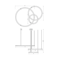 LED-riippuvalaisin Galaxia, muovi, musta, 3-lamppuinen, 85 W