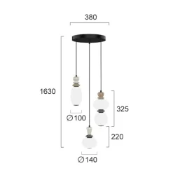 LED-riippuvalaisin Gemma, Ø 38 cm, värikäs, lasi/keramiikka, 3-lamppuinen.