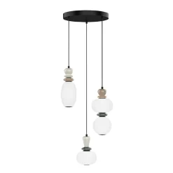 LED-riippuvalaisin Gemma, Ø 38 cm, värikäs, lasi/keramiikka, 3-lamppuinen.