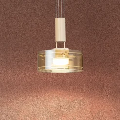 LED-riippuvalaisin LAVIN, hiekka/keltainen, Ø 19 cm, metalli/lasi himmennettävä