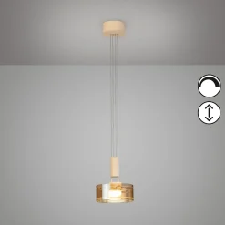 LED-riippuvalaisin LAVIN, hiekka/keltainen, Ø 19 cm, metalli/lasi himmennettävä