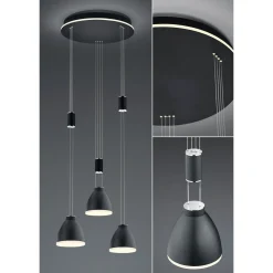 LED-riippuvalaisin Leni 3-lamppuinen pyöreä, musta