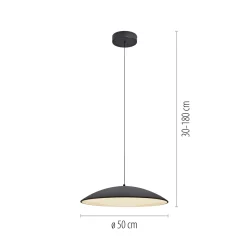 LED-riippuvalaisin LENTE, musta, Ø 50 cm, metalli, Switchdim