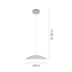 LED-riippuvalaisin LENTE, valkoinen, Ø 40 cm, metalli, Switchdim