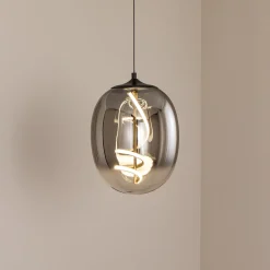 LED-riippuvalaisin Lilly, lasi, savunharmaa, Ø 28 cm, 4000 K