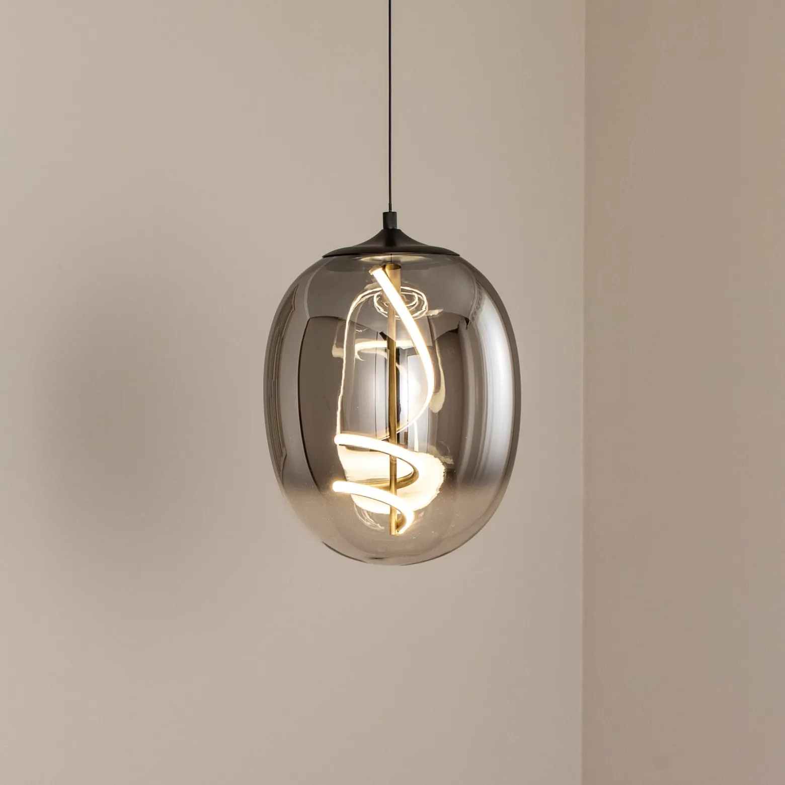 LED-riippuvalaisin Lilly, lasi, savunharmaa, Ø 28 cm, 4000 K