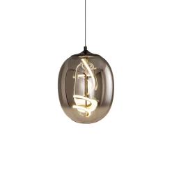 LED-riippuvalaisin Lilly, lasi, savunharmaa, Ø 28 cm, 4000 K