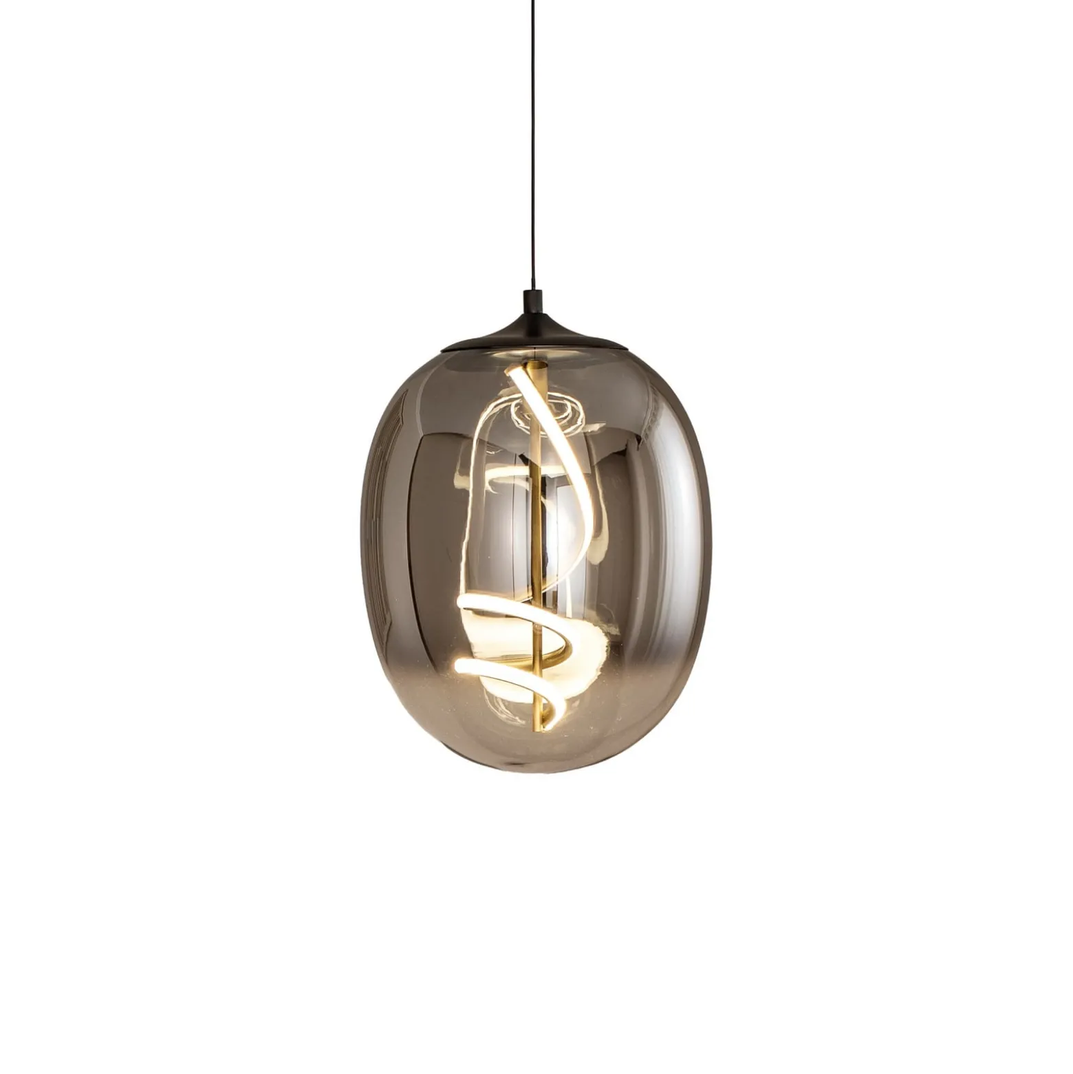LED-riippuvalaisin Lilly, lasi, savunharmaa, Ø 28 cm, 4000 K