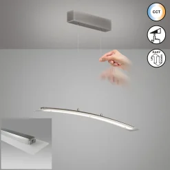 LED-riippuvalaisin Mavero, nikkeli, pituus 90 cm, CCT, kosketusdimmeri