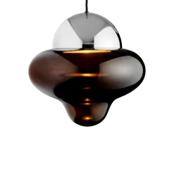 LED-riippuvalaisin Nutty XL, ruskea / kromivärinen, Ø 30 cm