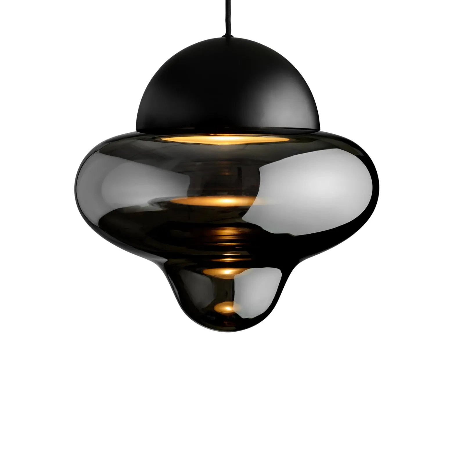 LED-riippuvalaisin Nutty XL, savuharmaa / musta, Ø 30 cm